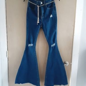 Super Flare High Waisted Baby Doll Bell Bottom Jeans
